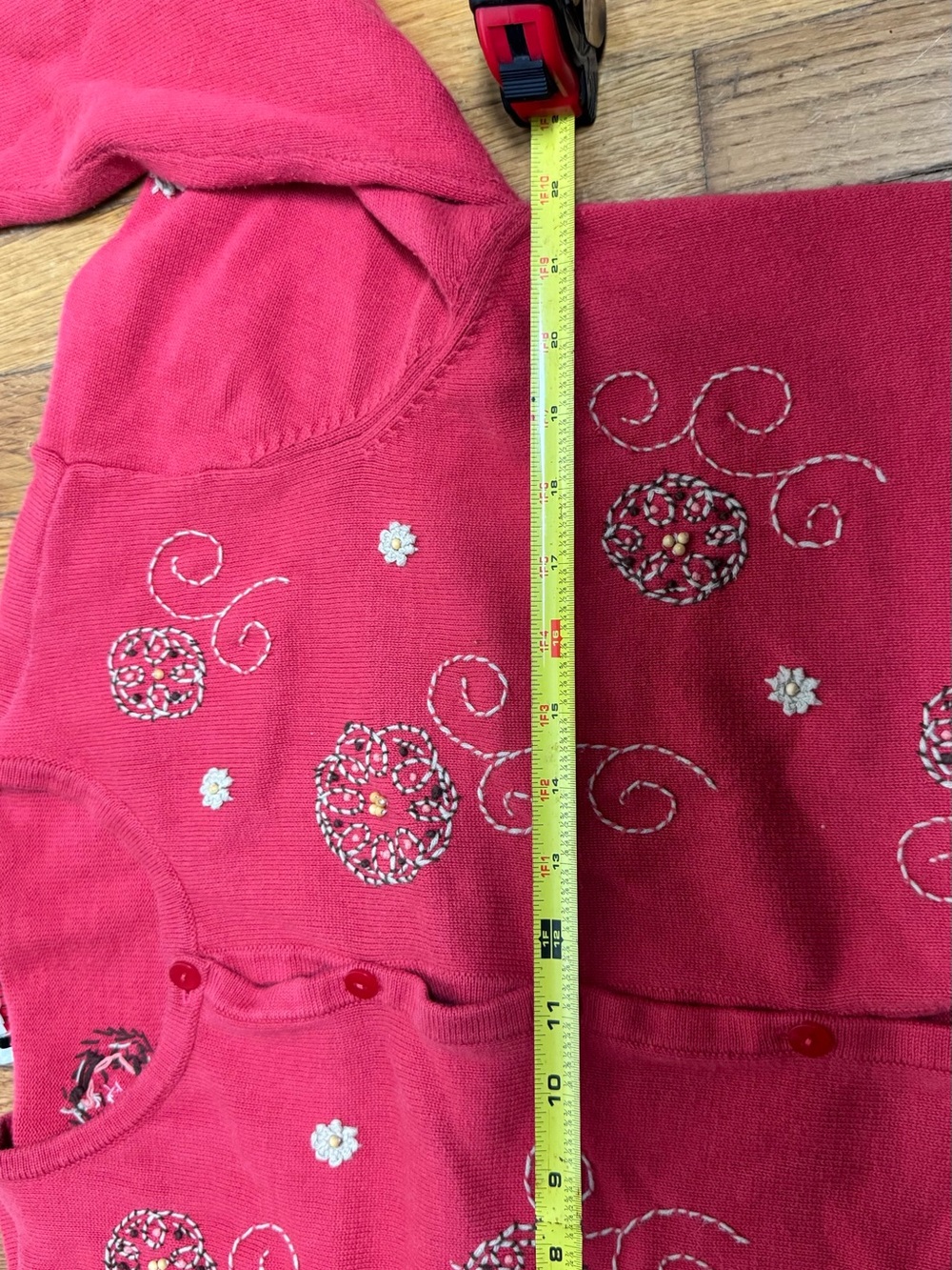 Talbots Red Embroidered Button-Front Cardigan - Picture 8 of 9